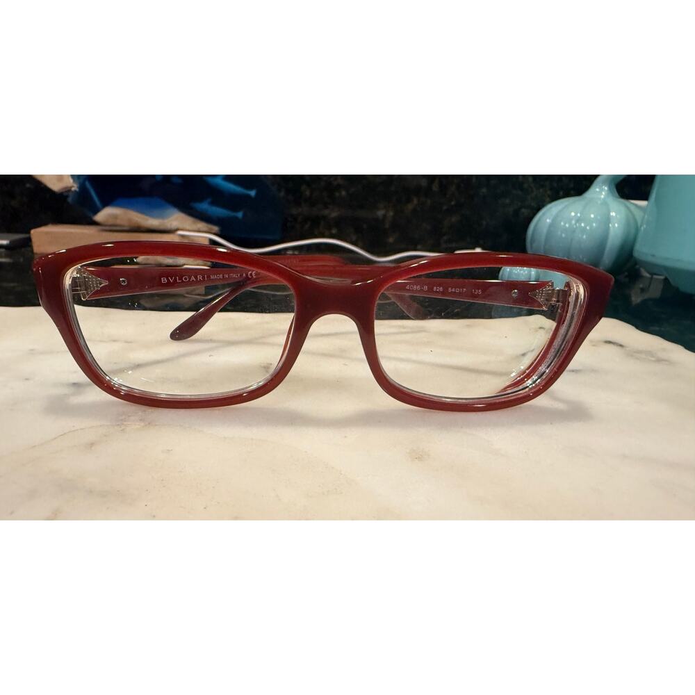Bulgari BVLGARI 4086-B 826 Red Crystal Eyeglasses Frame 54-17 135 Made In Italy